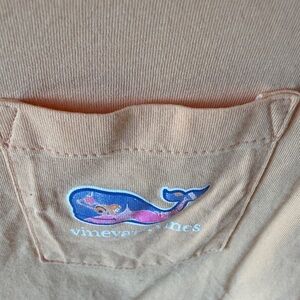 Vineyard Vines Peach Pocket Tee with Whale Graphic
